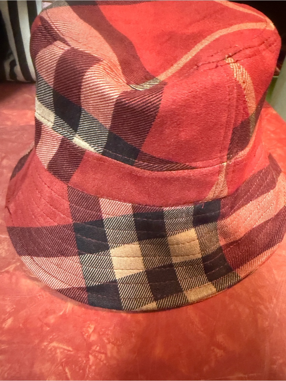 Plaid Red Bucket Hat - Women's Fashion Accessory - Picture 4 of 14